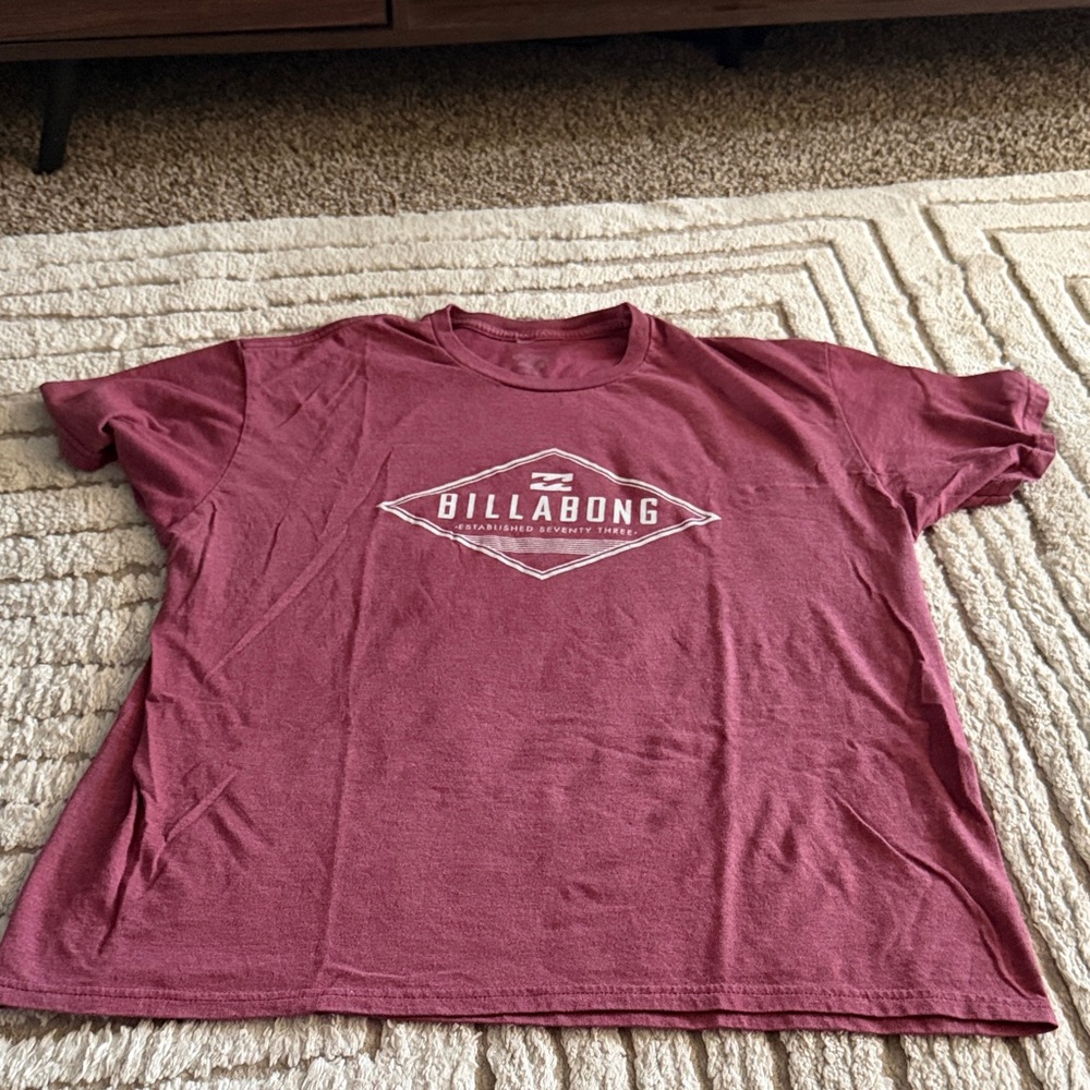 Men’s Billabong Burgundy Tee with White Logo
